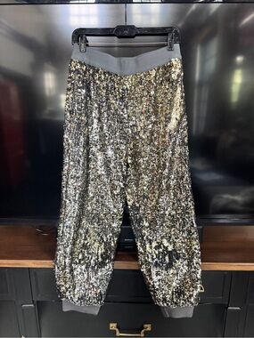 Alice + Olivia Gold Sequin Jogger Pants